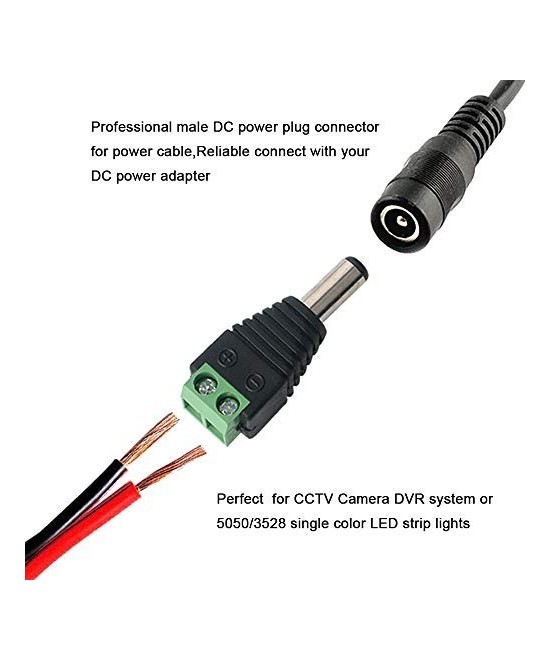 Conector DC 2.1mm interior x 5.5mm exterior hembra - macho (2U)