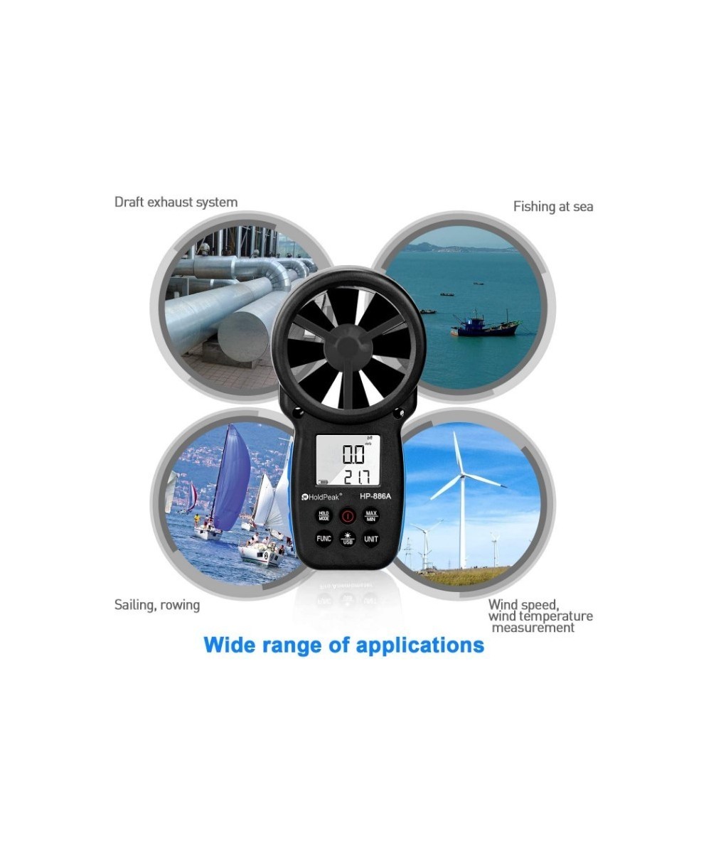 Medidor digital de velocidad del viento, temperatura y humedad Anemómetro HP-866A