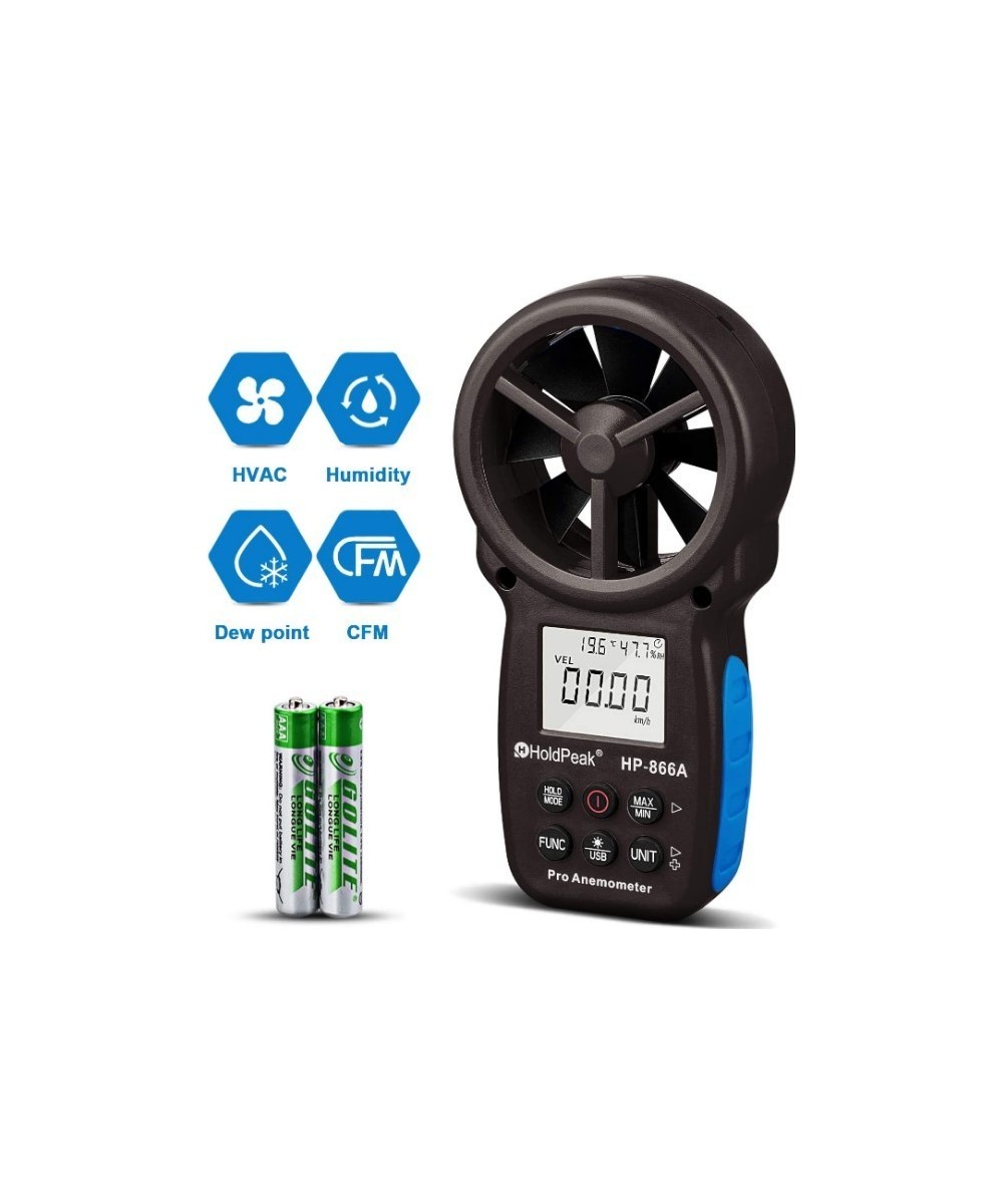 Medidor digital de velocidad del viento, temperatura y humedad Anemómetro HP-866A