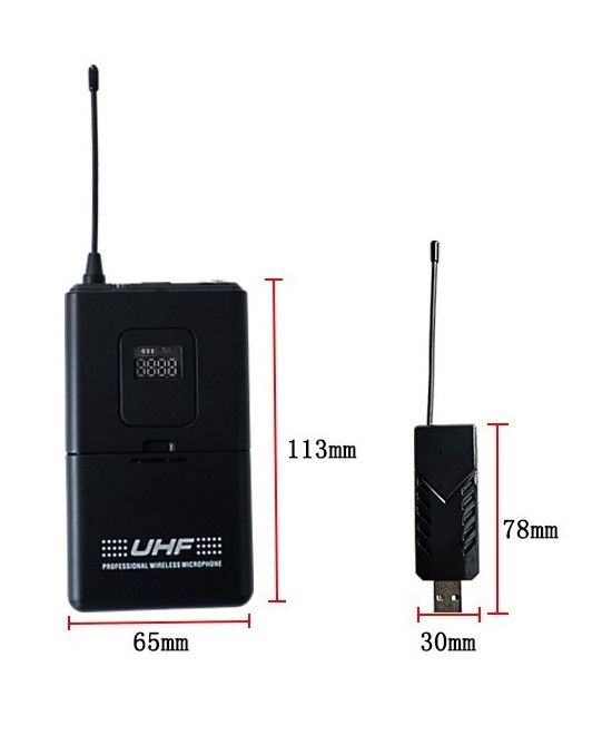 Micrófonos Inálambricos U-202 UHF con 1 Receptor USB y 2 Transmisores