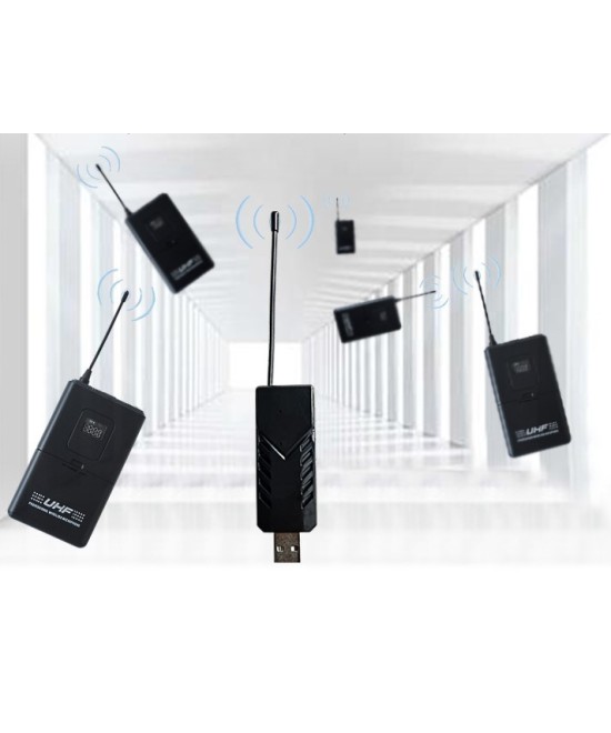 Micrófonos Inálambricos U-202 UHF con 1 Receptor USB y 2 Transmisores
