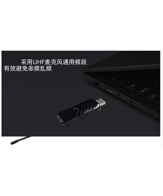 Micrófonos Inálambricos U-202 UHF con 1 Receptor USB y 2 Transmisores