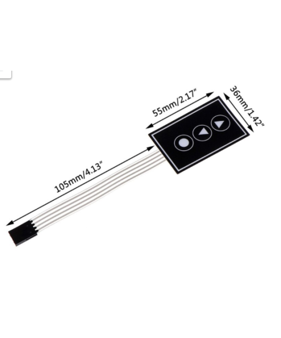 Teclado matricial con membrana 1x3 de 3 teclas
