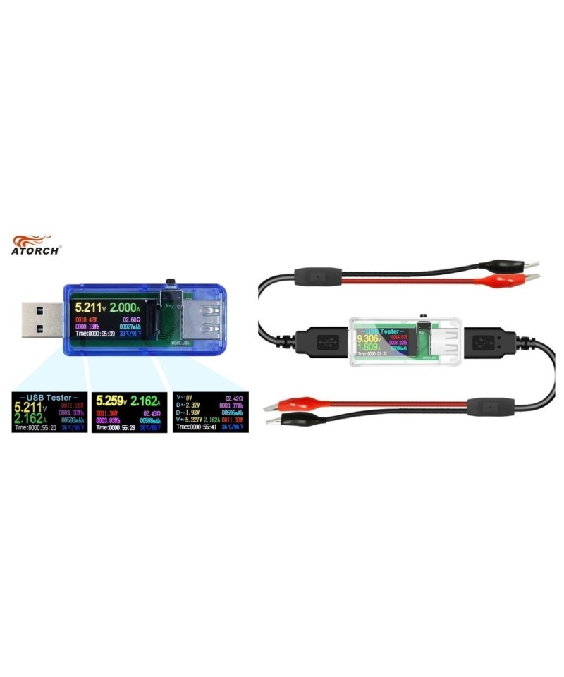 Medidor de voltaje y corriente USB Atorch U96