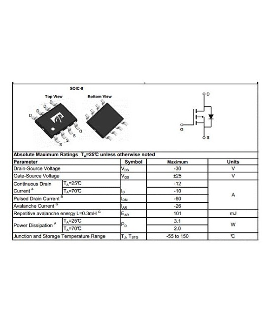 Regulador de Voltaje AO4407A (SO-8)