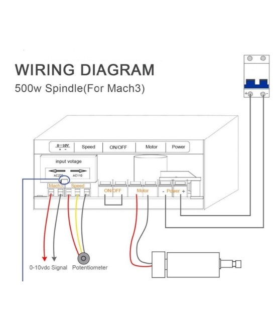 kit de Motor Spindle 500W 12000RPM con base y controlador
