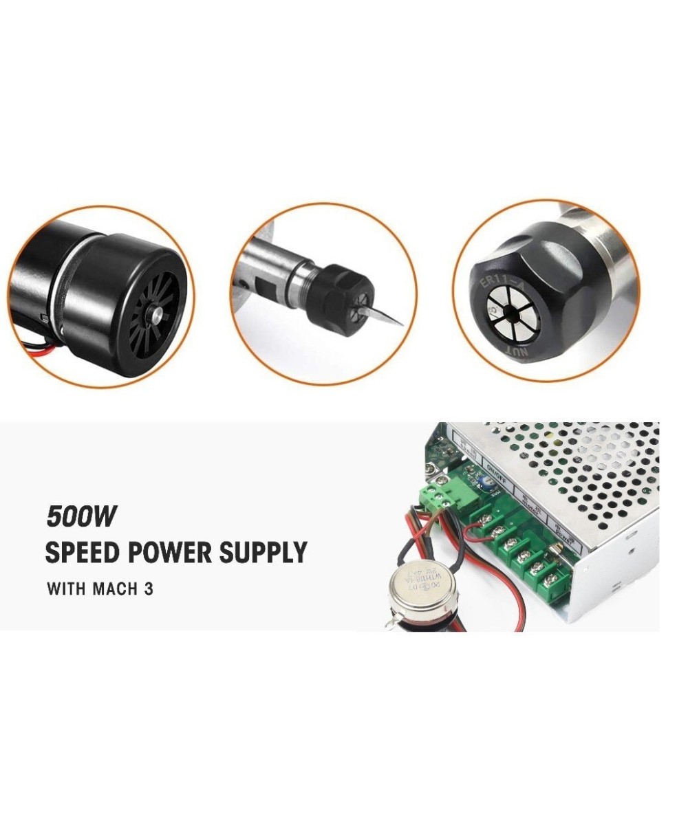 kit de Motor Spindle 500W 12000RPM con base y controlador