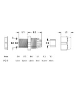 Conector de compresion / prensaestopa PG7 - PG21