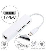 Adaptador de Red y HUB de USB-C a USB 2.0 y RJ45 10/100M
