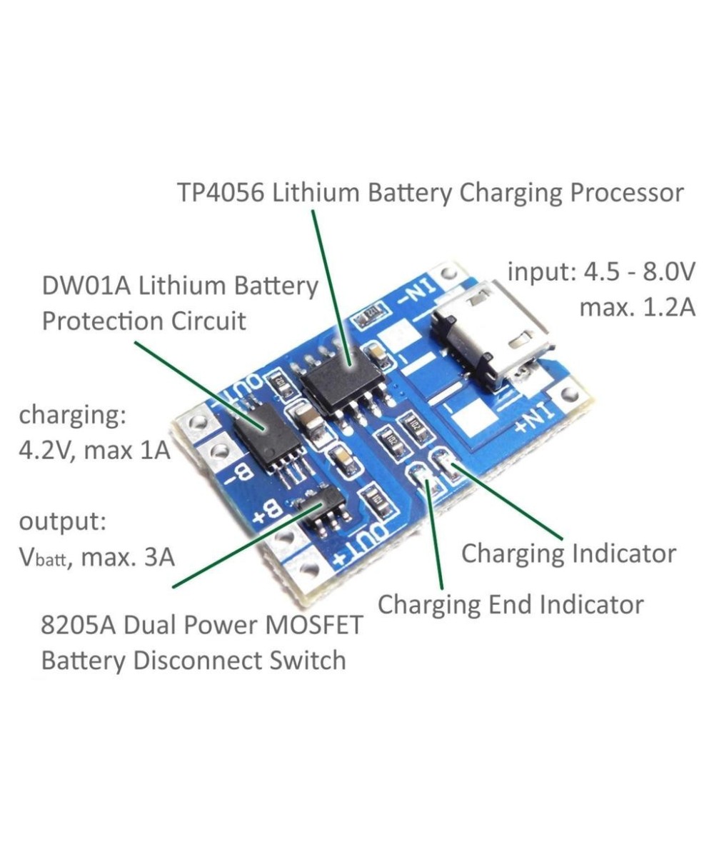 Cargador de Bateria BMS Micro USB TP4056 1A