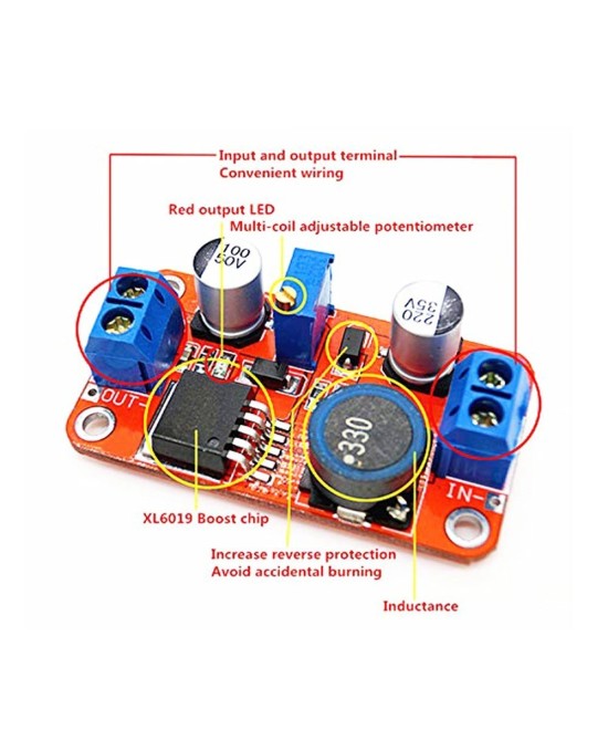 Estabilizador / Regulador Ascendente de voltaje DC-DC XL6019 DC-DC de 3-35V a 5-40V 5A