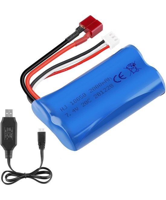 Bateria Recargable Li-Ion 18650 2S 7.4V 2000mAh con Cargador