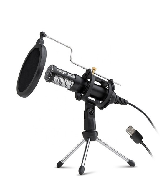Micrófono de condensador USB con trípode y filtro