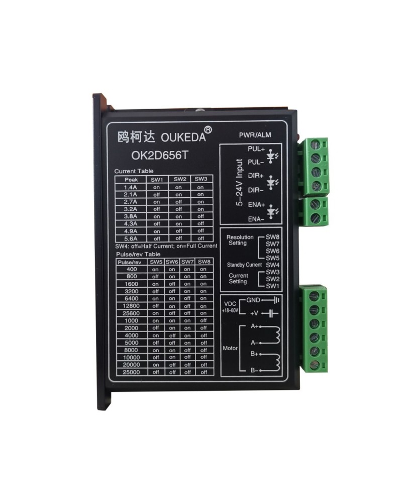 Controlador de Motor DC Paso a Paso Nema 23/34 OK2D656T 20-70V 2 Fases