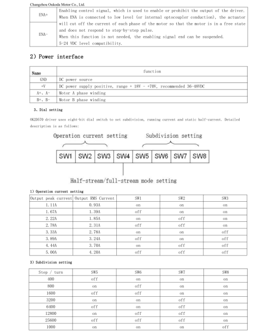 Controlador de Motor DC Paso a Paso Nema 23/34 OK2D656T 20-70V 2 Fases