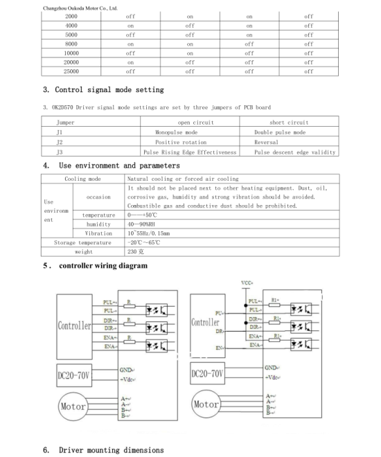 Controlador de Motor DC Paso a Paso Nema 23/34 OK2D656T 20-70V 2 Fases