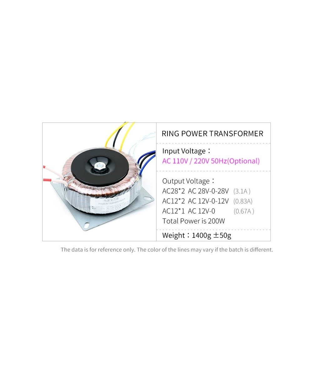 Transformador Toroidal UNISIAN 110V AC a 12-28V 200W
