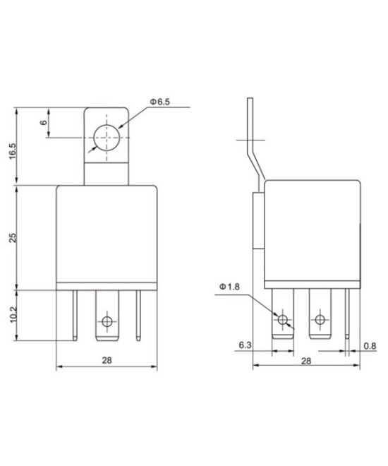 Relé 12V 40A con Zocalo 5 pines