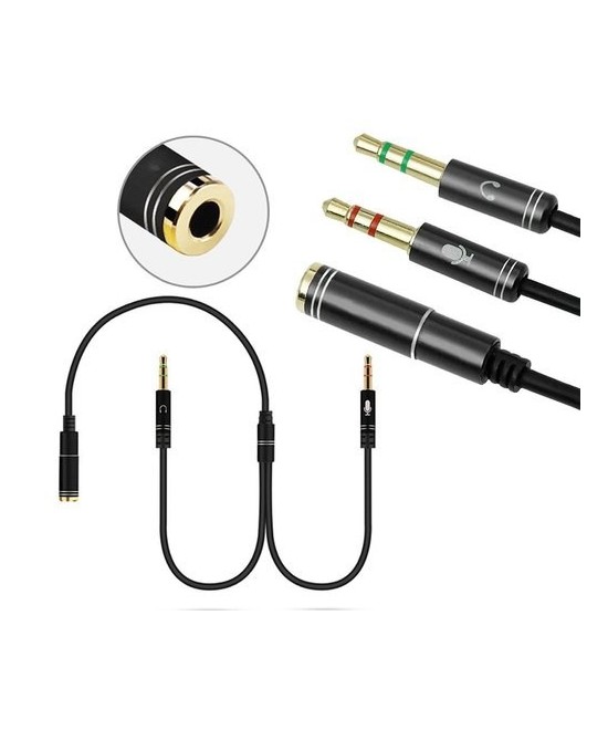 Separador de Audio 3.5mm 2 Machos 1 Hembra
