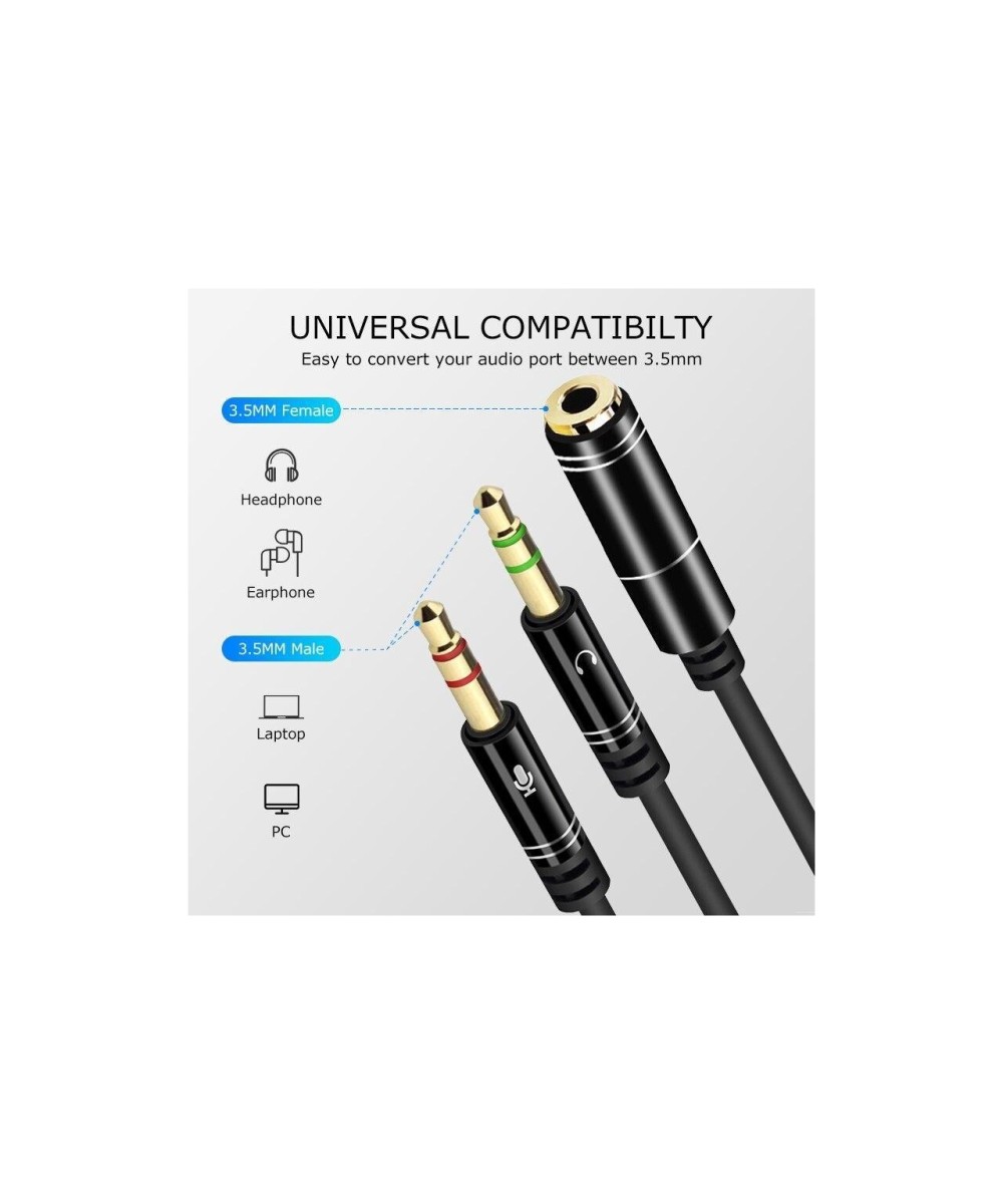 Separador de Audio 3.5mm 2 Machos 1 Hembra