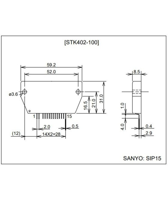 Amplificador de Audio 2 Canales 60W + 60W STK402-100S