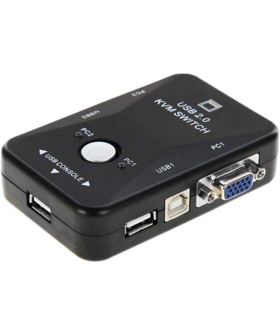 Conmutador de Teclado, Video y Mouse de 2 Puertos KVM Switch USB2.0