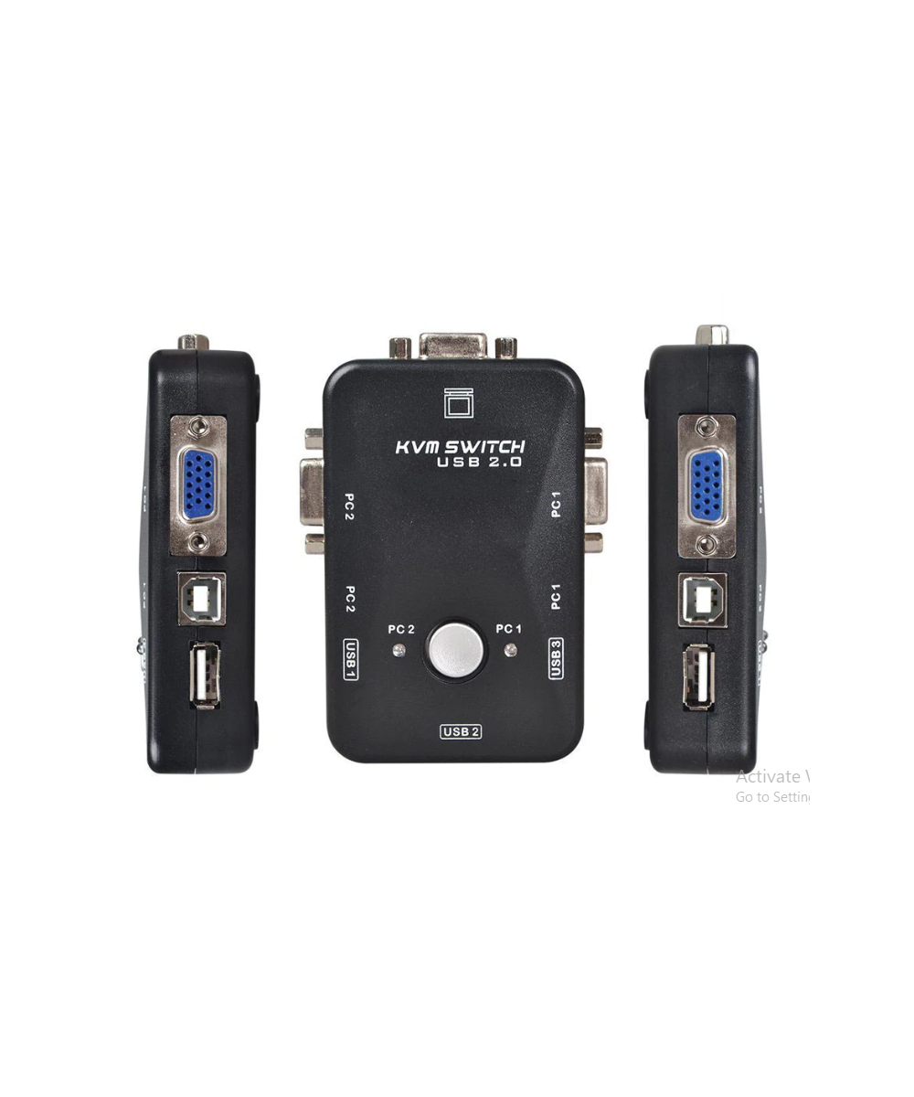 Conmutador de Teclado, Video y Mouse de 2 Puertos KVM Switch USB2.0