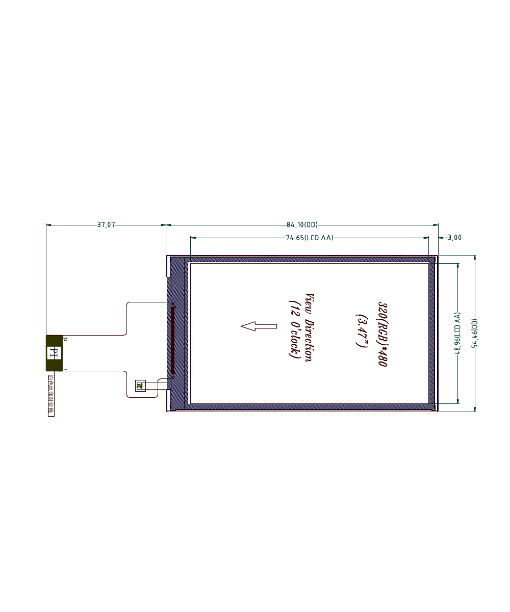 Pantalla LCD 3.5" TFT 320x480 JLT35010B-V1