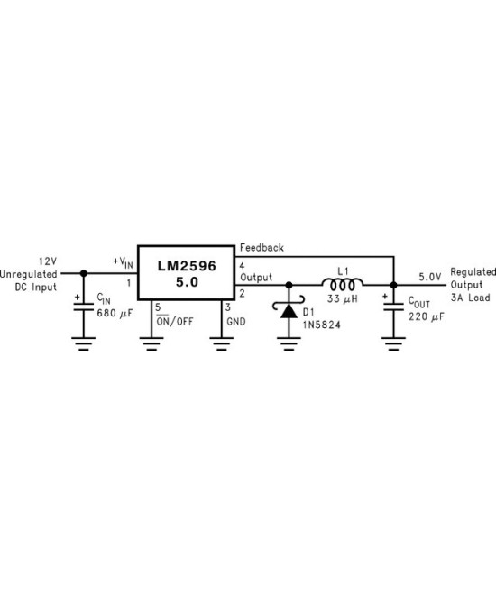 Regulador de Voltaje LM2596S-ADJ/NOPB 4.5V a 40V Entrada a 1.2V a 37V Salida 5 pines (TO-263)