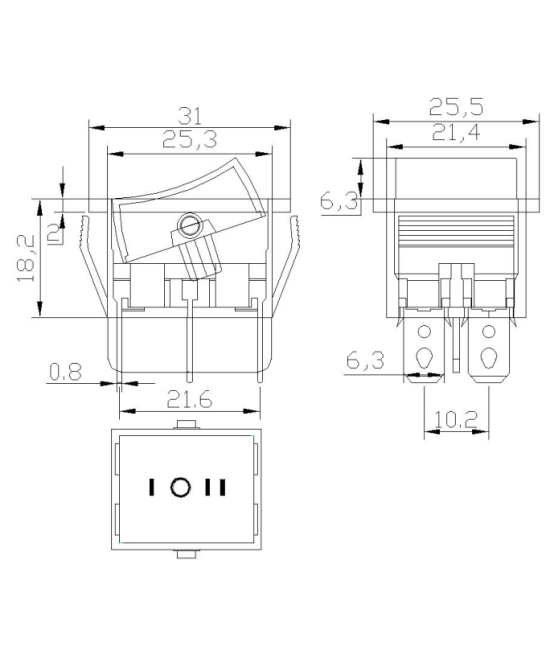 Interruptor KCD4 On/Off 250VAC 16A