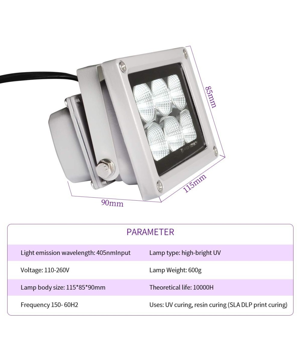 Lampara de Curado Fotosensible LED UV para Impresiones 3D 60W 405NM