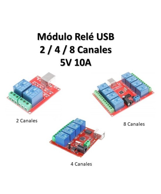 Modulo Rele USB 5V 10A 2 - 8 Canales