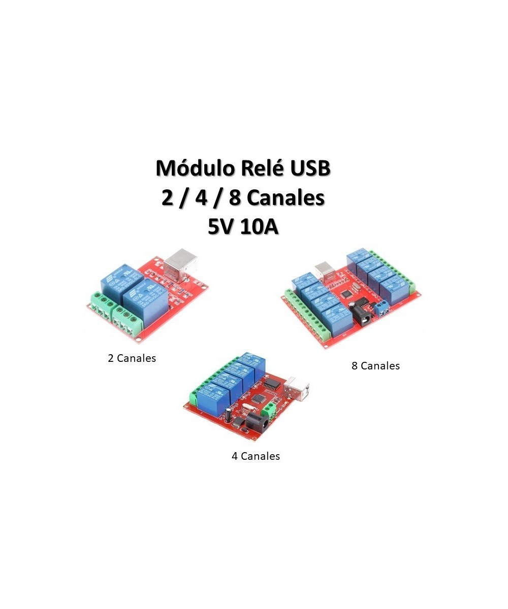 Modulo Rele USB 5V 10A 2 - 8 Canales
