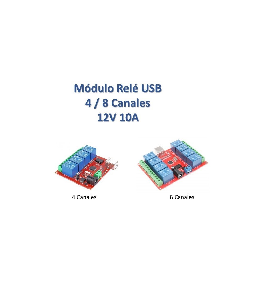 Modulo Rele USB 12V 10A 4 - 8 Canales