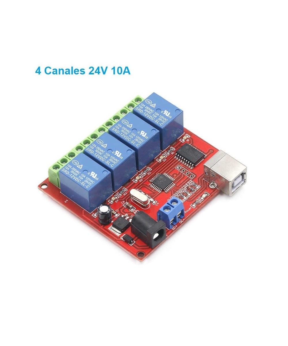 Modulo Rele USB 24V 10A 4 Canales