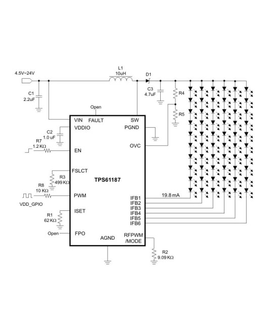 Controlador de Iluminación LED TPS61187RTJR