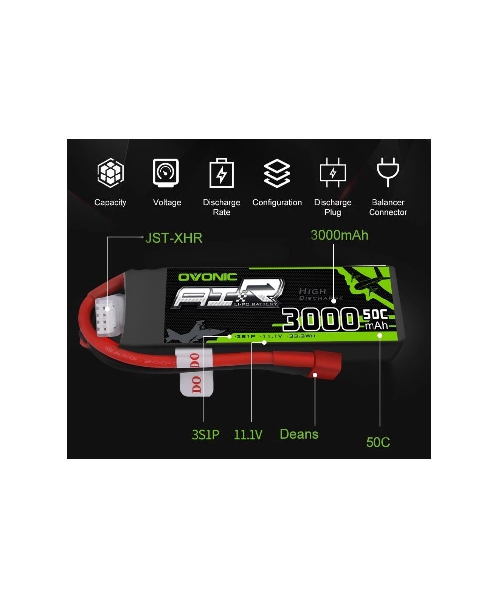Bateria Tipo LiPo recargable 11.1V 35C/50C 3S OVONIC