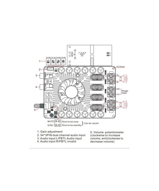 Tarjeta Amplificadora de Audio TDA7498E 160W x 2 Clase D