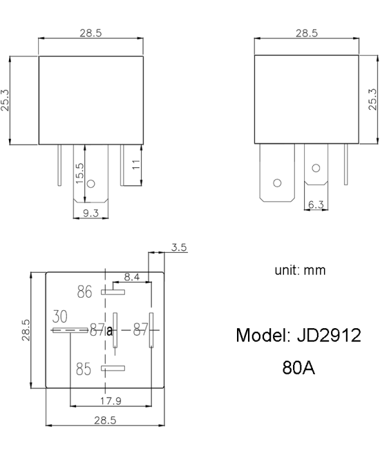 Rele 24VDC 80A con Zocalo JD2912-1H