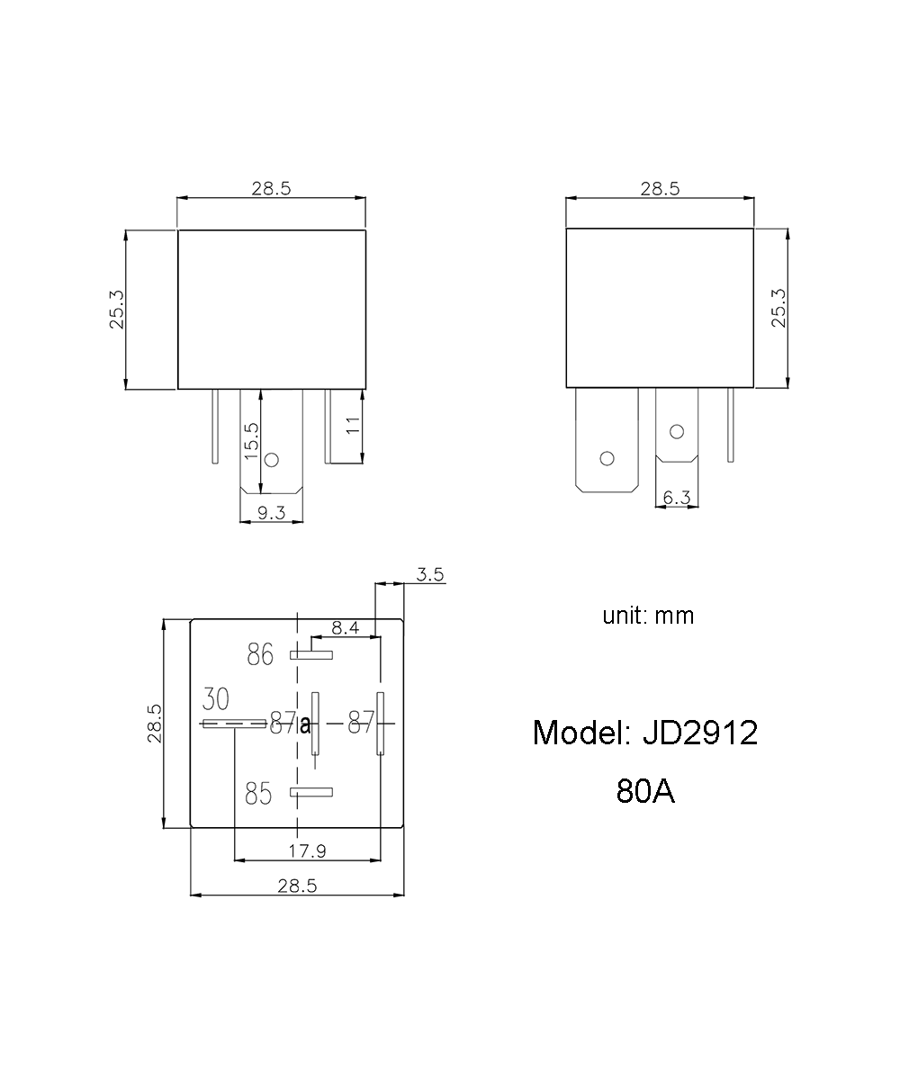 Rele 24VDC 80A con Zocalo JD2912-1H