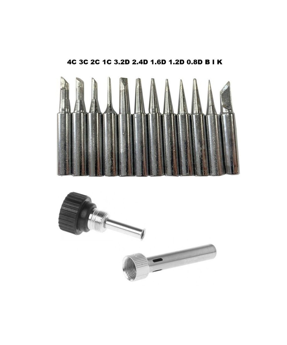 Puntas para Cautín 900M-T con Adaptador y Calentador 12 PCS