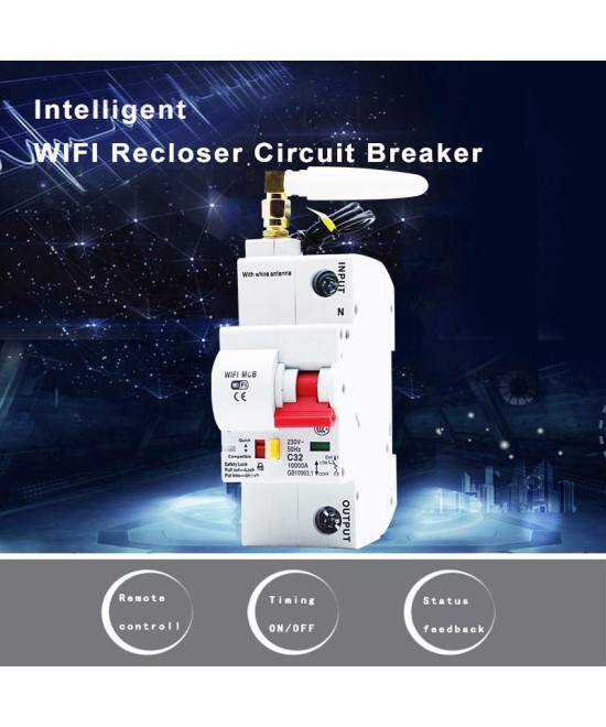 Interruptor de Energia Inteligente Breaker WIFI 1 - 2 Polos 63-80A ZJSB9-125Z