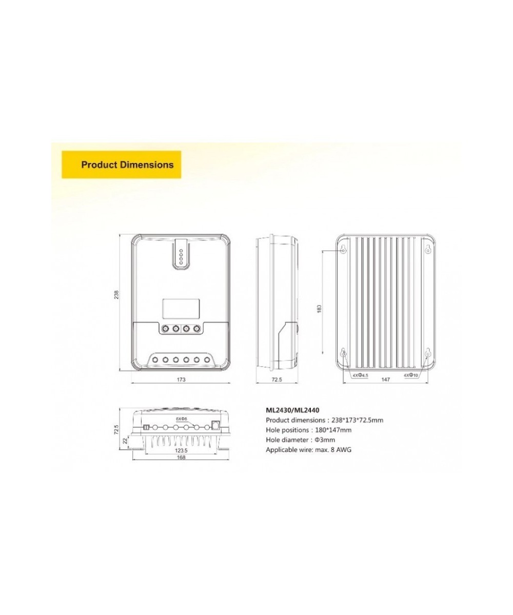 Controlador de Carga para Panel Solar 30A MPPT ML2430