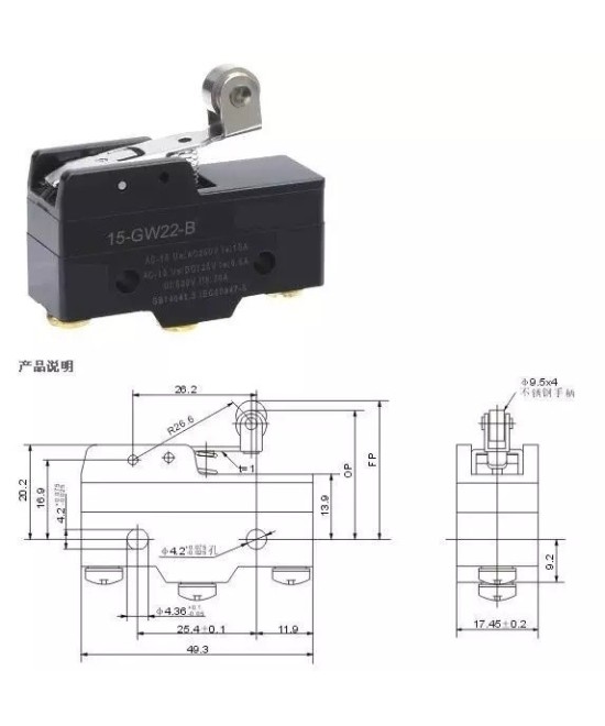 Interruptor de Fin de Carrera Industrial Z-15GW22-B