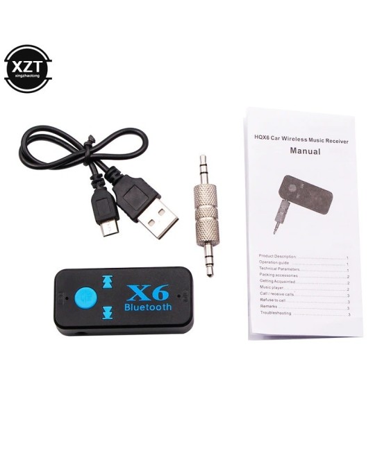 Adaptador Bluetooth Auxiliar 3.5mm X6 con Lector TF