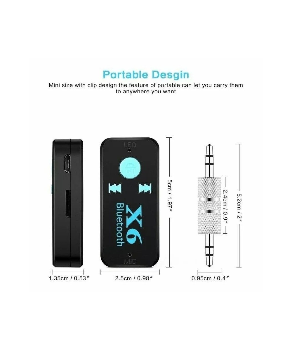 Adaptador Bluetooth Auxiliar 3.5mm X6 con Lector TF