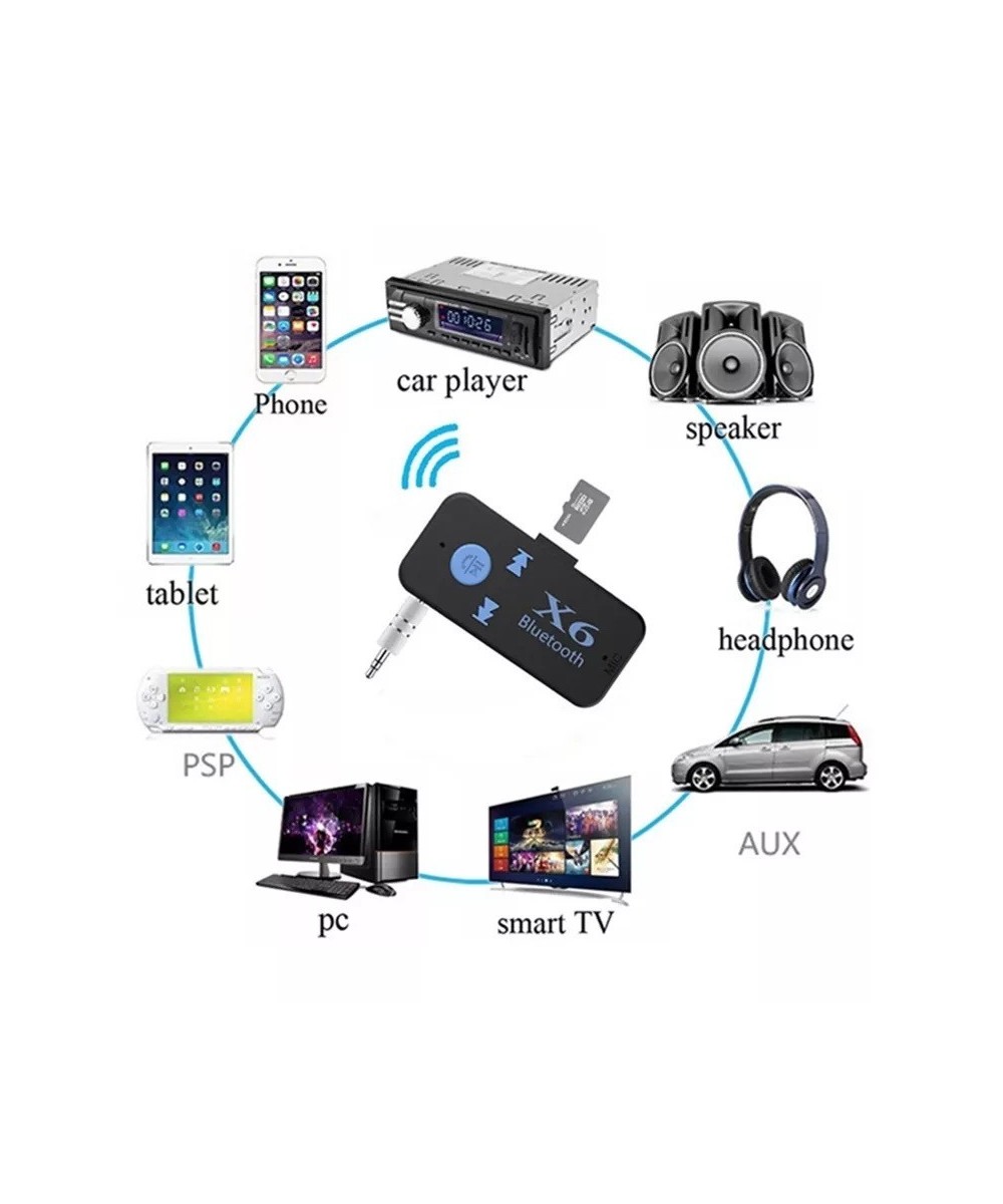 Adaptador Bluetooth Auxiliar 3.5mm X6 con Lector TF