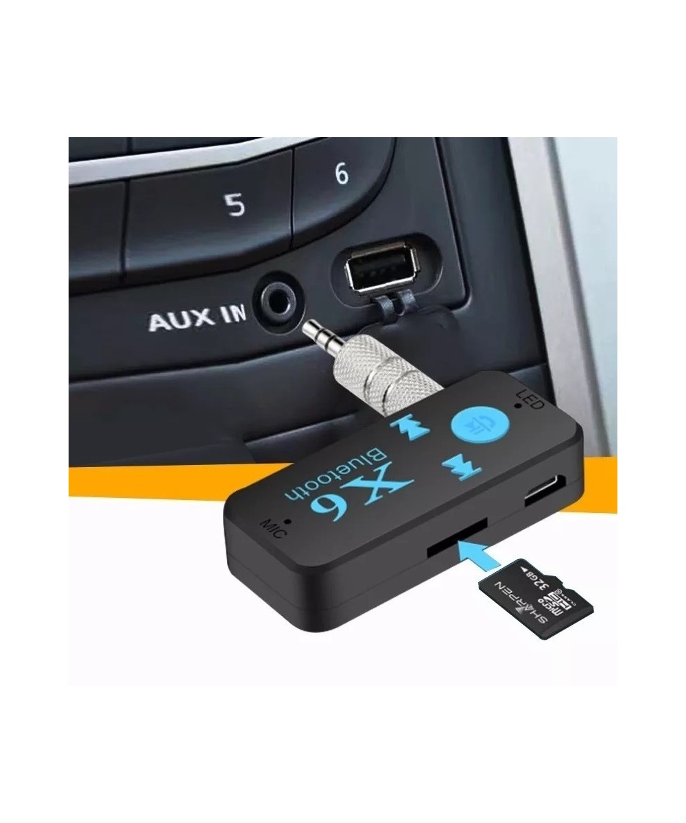 Adaptador Bluetooth Auxiliar 3.5mm X6 con Lector TF