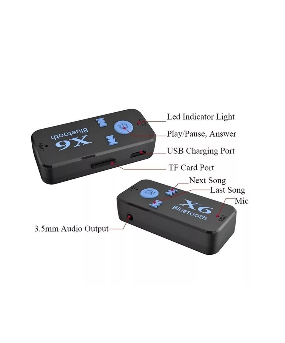 Adaptador Bluetooth Auxiliar 3.5mm X6 con Lector TF