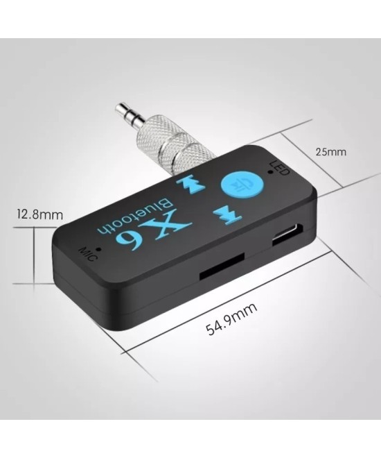 Adaptador Bluetooth Auxiliar 3.5mm X6 con Lector TF